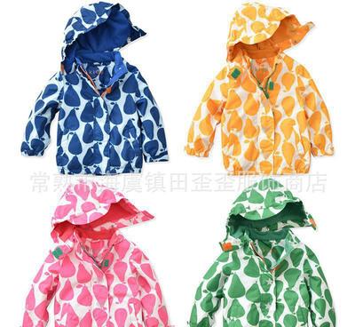 外貿原單兒童風衣 亮色梨兒童外面 國外 爆款男女童沖鋒衣